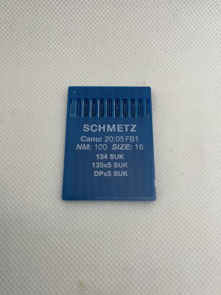 Adatas taisnās vīles šujmašīnām, izmērs nr.100, sist.nr.134R. Trikotāžas asinājums SUK.